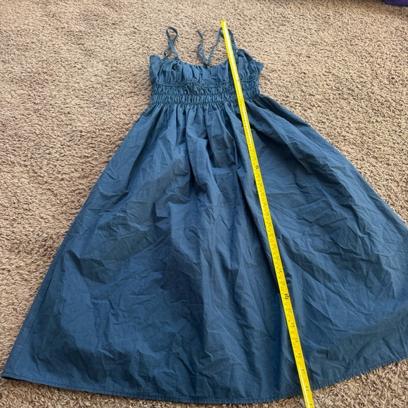 Ciao Lucia Gabriela Navy Smocked Midi Dress Cotton Poplin Sleeveless L $305 - Picture 7 of 10